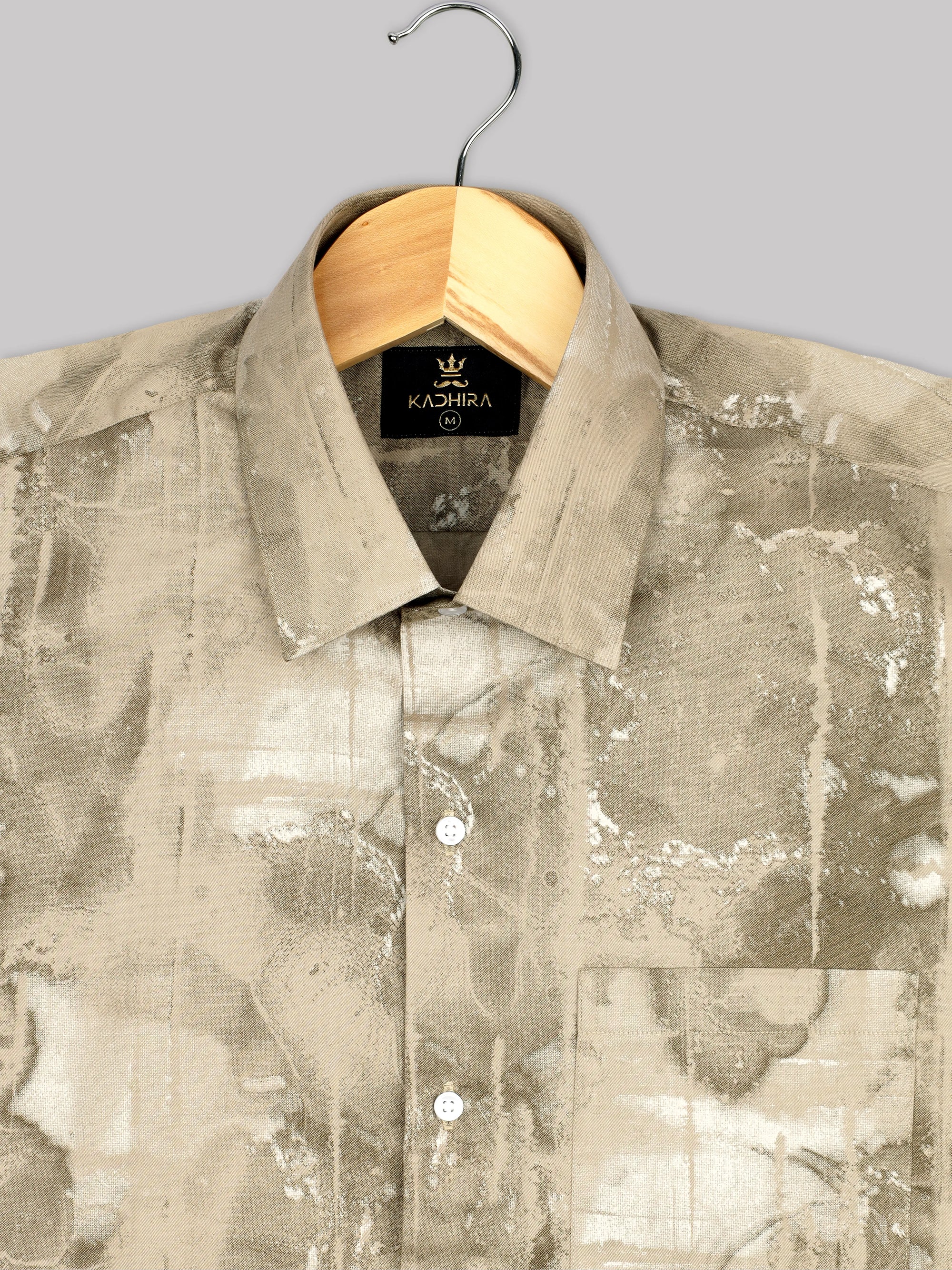 Anew Gray With Water colour Pattern Super Premium Cotton Shirt-[ON SALE]