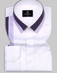 Snow White With Lavender-Purple Stripe Designer Solid Shirt-[ON SALE]