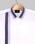 Snow White With Lavender-Purple Stripe Designer Solid Shirt-[ON SALE]
