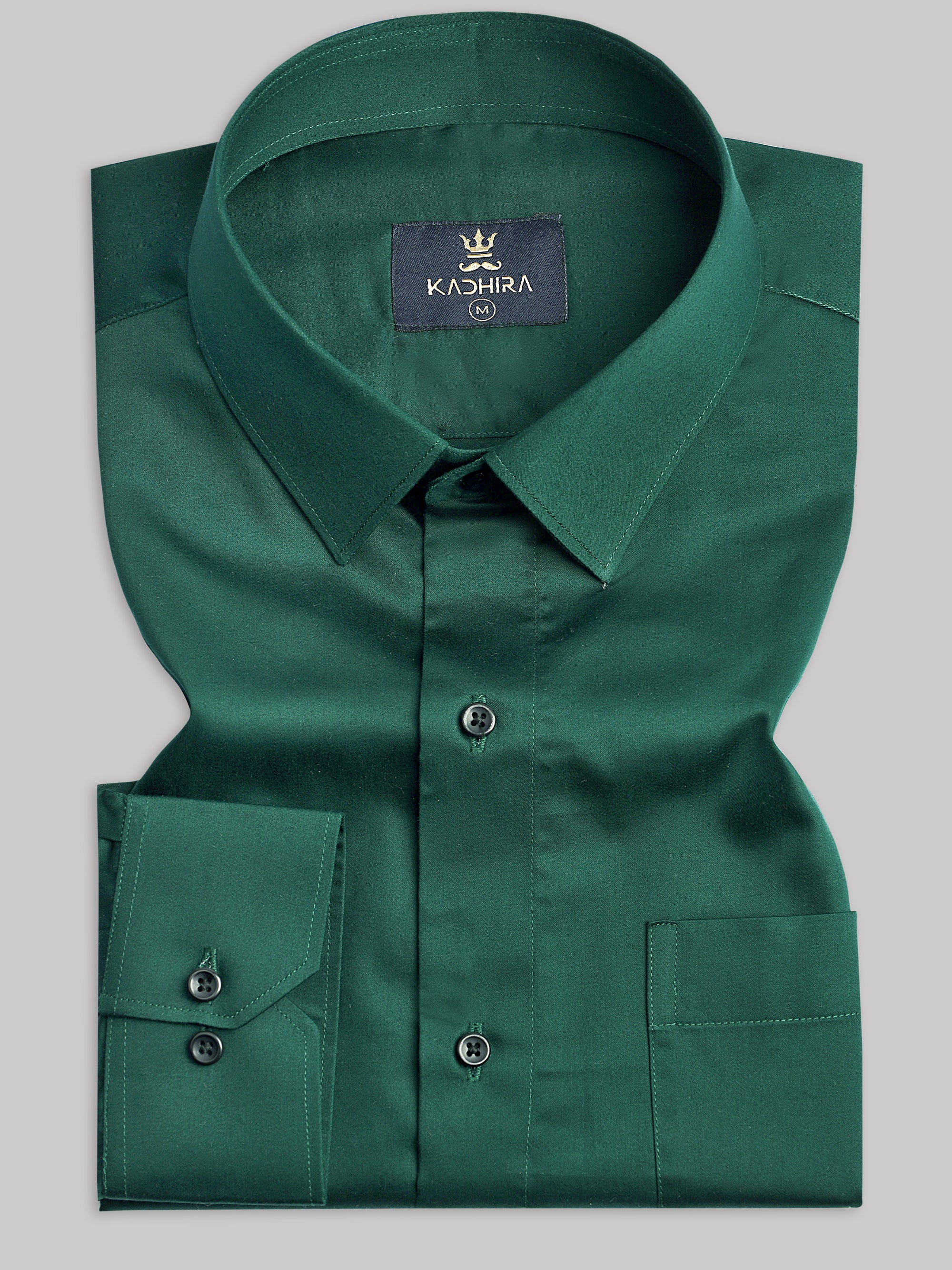 Phthalo Drak Green Subtle Sheen Super Soft Premium Satin Cotton Shirt