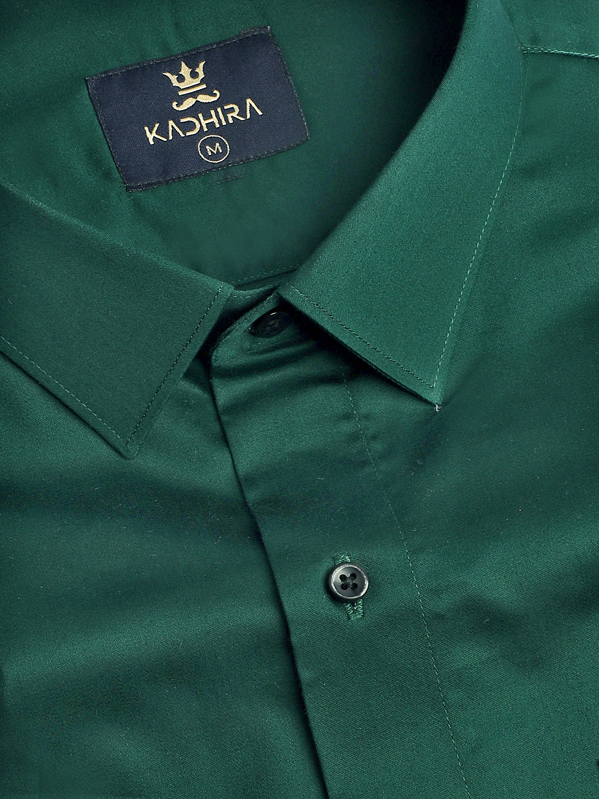 Phthalo Drak Green Subtle Sheen Super Soft Premium Satin Cotton Shirt