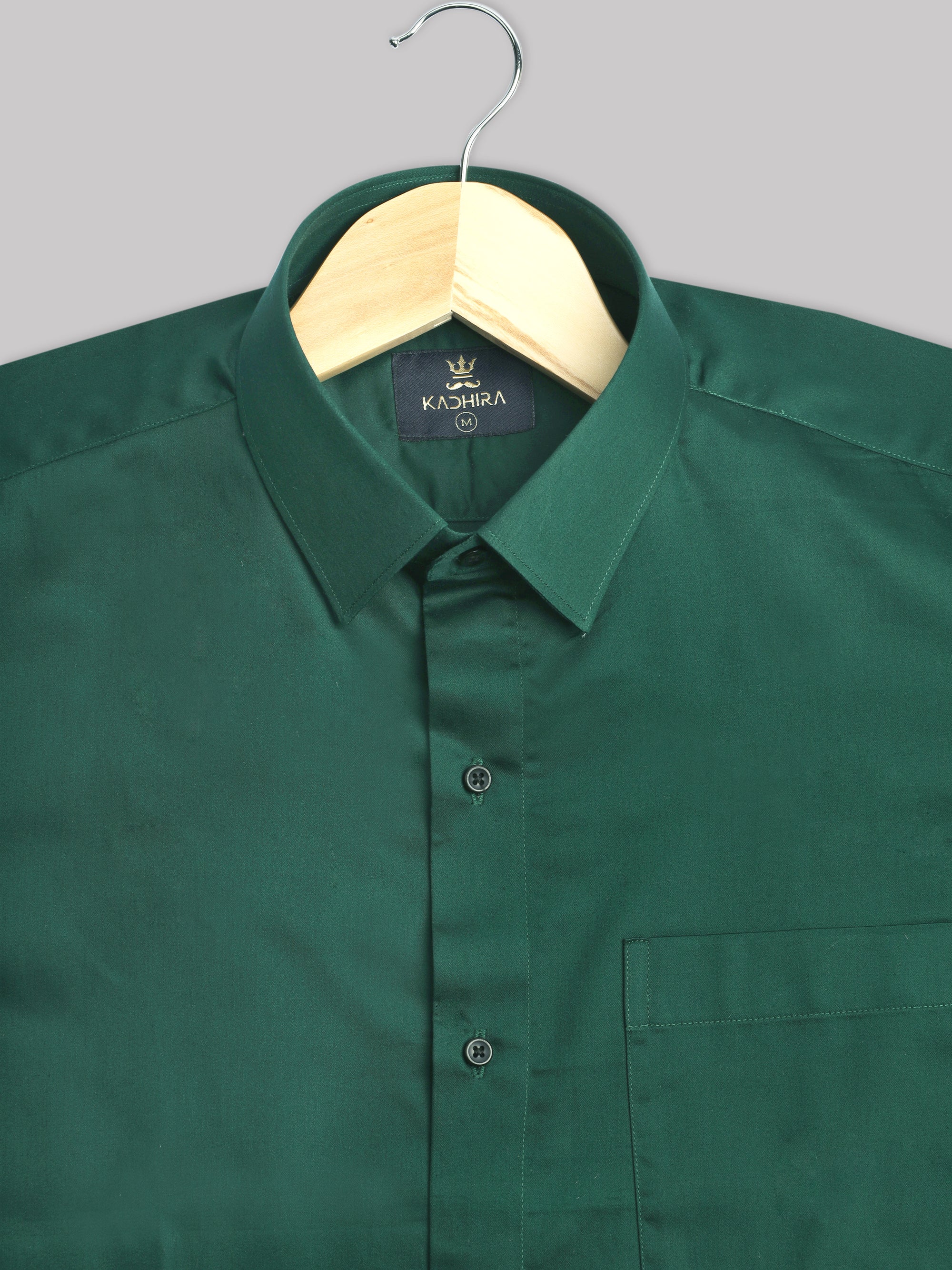 Phthalo Drak Green Subtle Sheen Super Soft Premium Satin Cotton Shirt