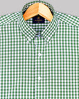 Fern Green With White Gingham check Premium Cotton Shirt-[ON SALE]