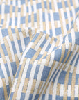 Linen White With Blue-Golden Brick Printed Linen Shirt-[ON SALE]