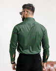 Mineral Green Subtle Sheen Snake Pleated Premium Designer Shirt