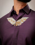 Dirty Purple Wings Embroidered Textured Designer Shirt