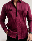 Velvet Maroon Pleated Abstract Premium Designer Shirt