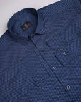 Yankees Blue Geometric Printed Premium Cotton Shirt-[ON SALE]