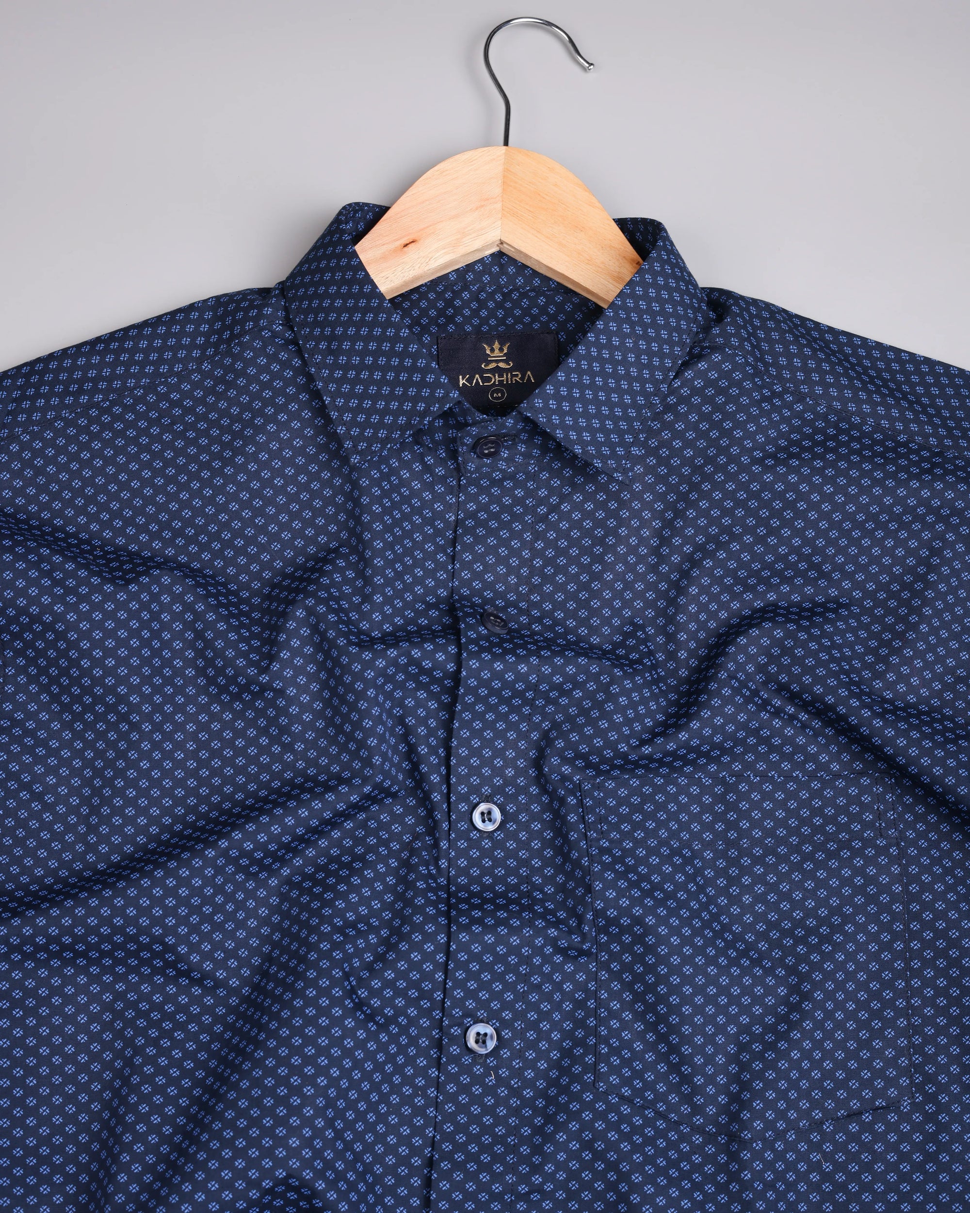 Yankees Blue Geometric Printed Premium Cotton Shirt-[ON SALE]