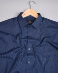 Yankees Blue Geometric Printed Premium Cotton Shirt-[ON SALE]