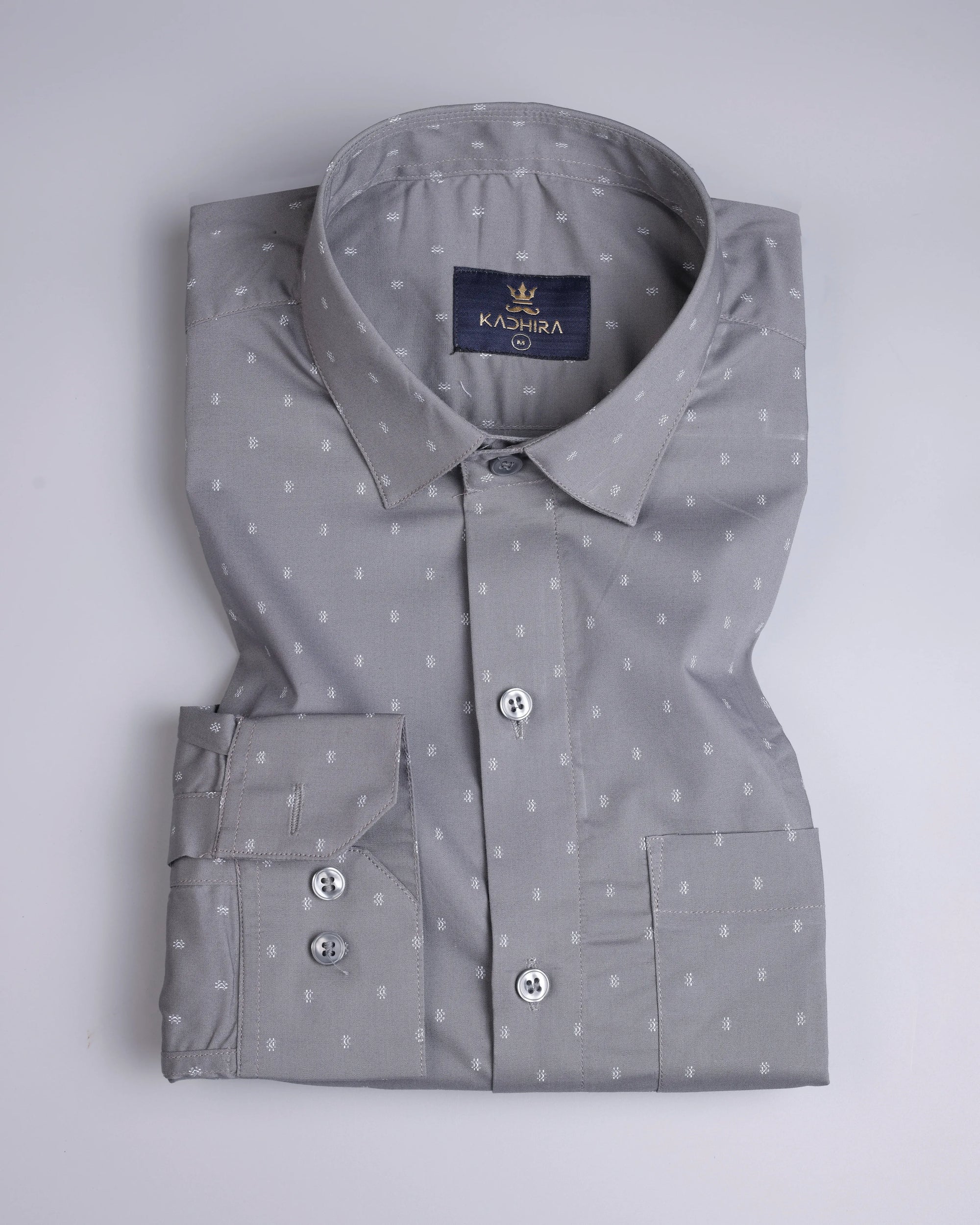Light Grey With Small Hashtag Printed Super Premium Cotton Shirt