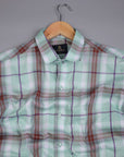 Light Cyan With Multi-colored Plaid Patterns Premium Giza Cotton Shirt