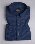 Yankees Blue Geometric Printed Premium Cotton Shirt-[ON SALE]
