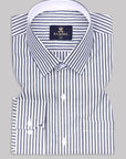 Millenium Blue With White Stripe Premium Cotton Shirt