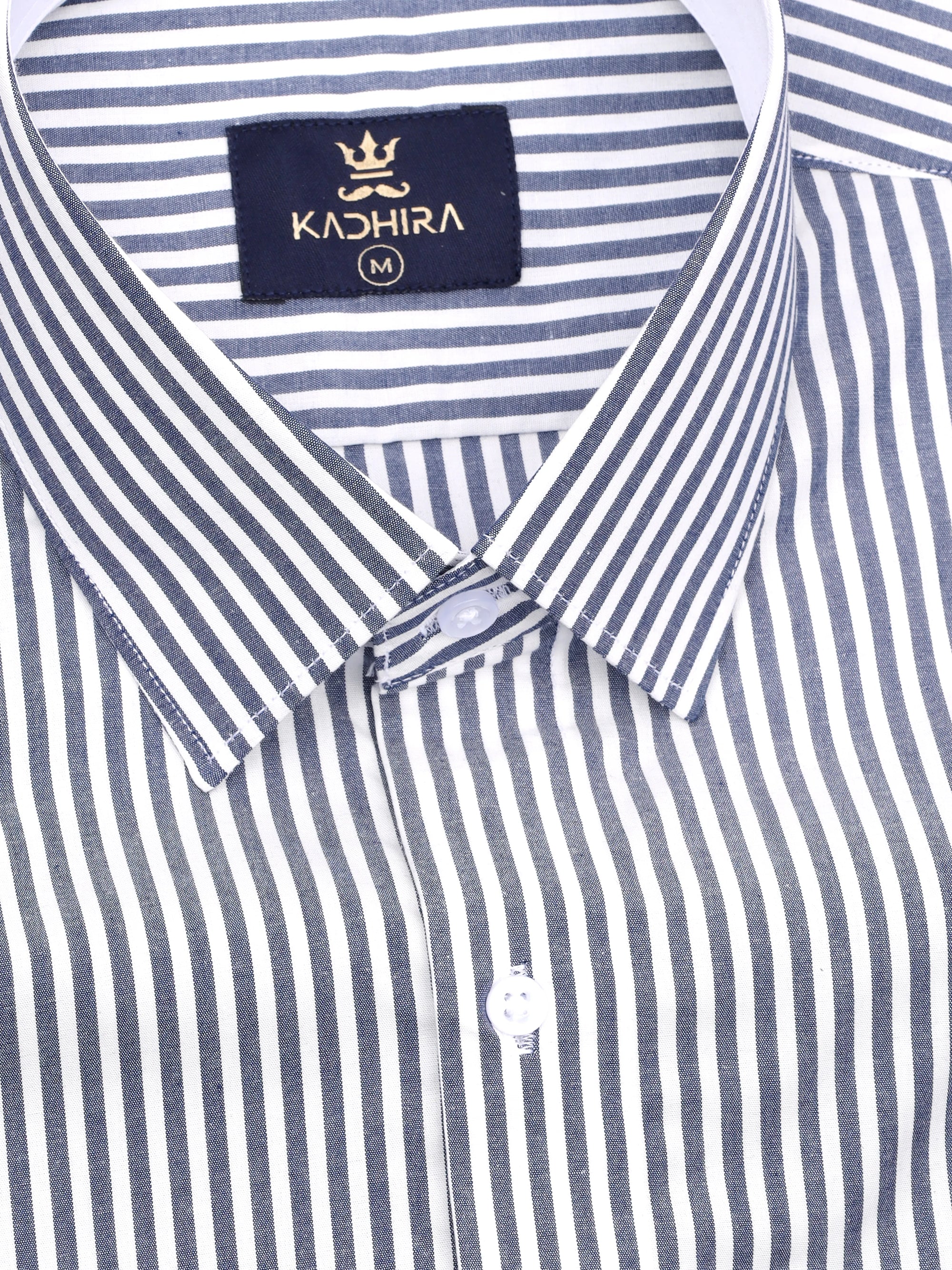 Millenium Blue With White Stripe Premium Cotton Shirt