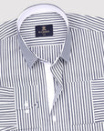 Millenium Blue With White Stripe Premium Cotton Shirt