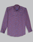 Burgundy Purple Floral Printed Cotton Shirt-[ON SALE]