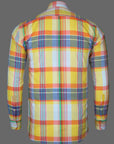 Bright Yellow and Multicolored Checkered Premium Giza Cotton Shirt-[ON SALE]