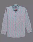 Sapphire Blue Geometrical pattern  Printed  Jacquard  Premium Cotton Shirt-[ON SALE]