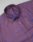 Burgundy Purple Floral Printed Cotton Shirt-[ON SALE]